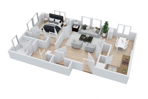 Floor plan for 1 bed, 1 bath, 780 sqft